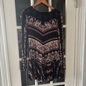 Free People Black and Purple Patterned Dress